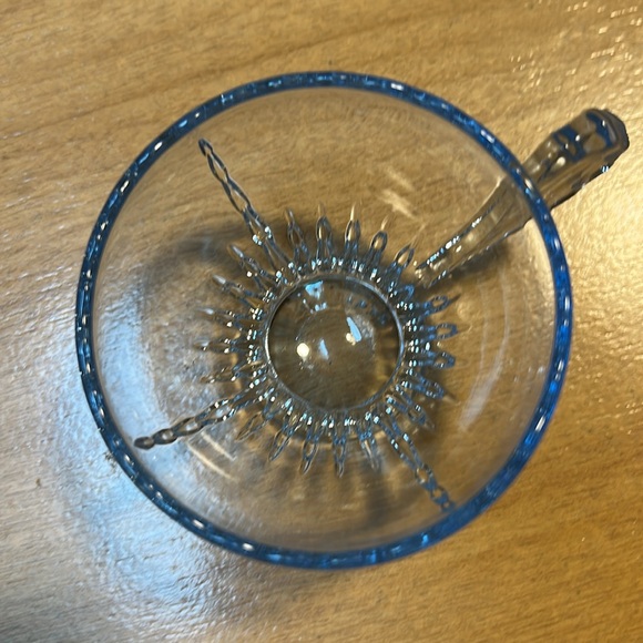 Vintage New Martinsville Radiance Ice Blue Glass Winged Cup & Saucer Sets Qty 2 - Picture 4 of 10